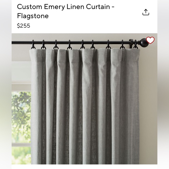 Pottery Barn Custom Emery linen 3 in 1 pole top curtains in flagstone - Picture 3 of 12